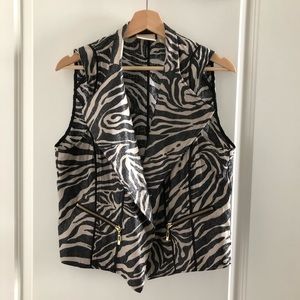 Chico’s Foiled Zebra Vest Sz M